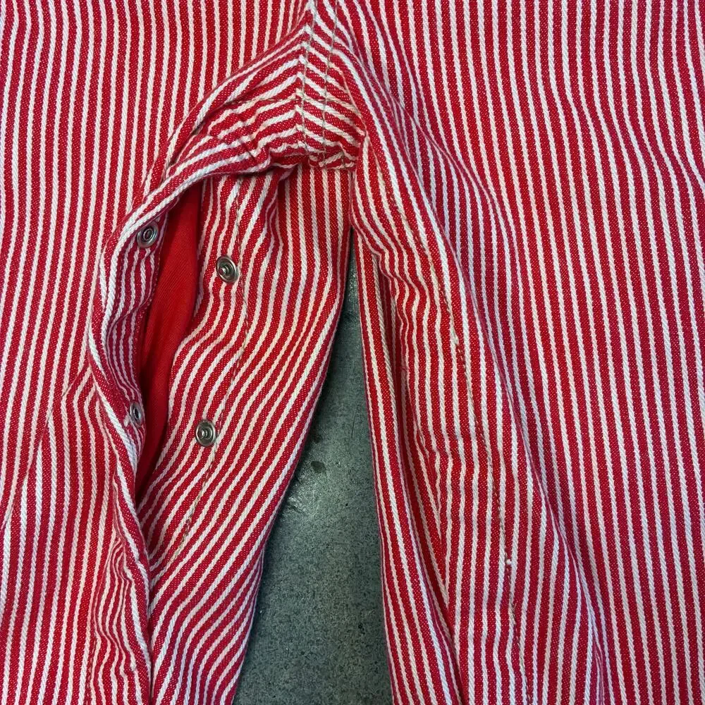 Osh Kosh Hickory red white stripe denim overalls Christmas infant boys 24 months
